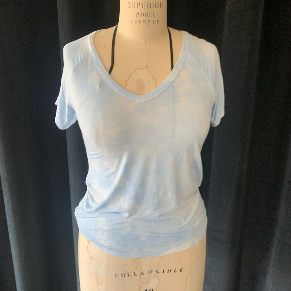 Sky blue soft and sexy v-neck shirt